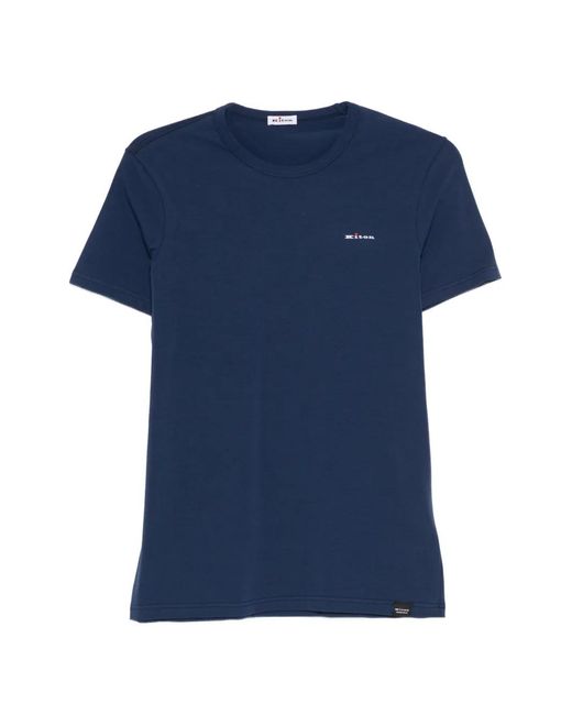 Kiton Blue Logo-Embroidered T-Shirt for men