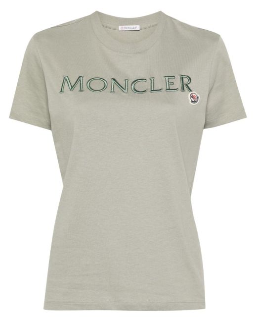 Moncler Gray T-Shirt mit Logo-Stickerei