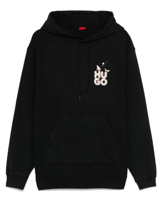 HUGO Hoodie Met Print in het Black