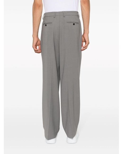 Pantalon droit à détails plissés AMI pour homme en coloris Gray