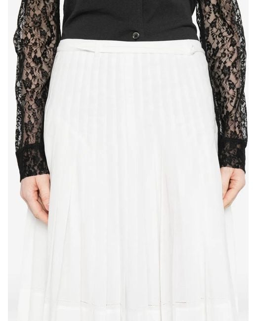 Low Classic White Pleated Midi Skirt