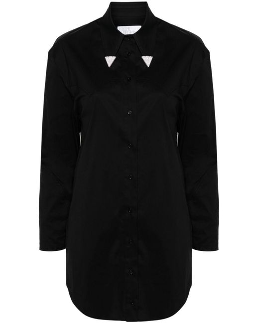 GIUSEPPE DI MORABITO Black Rhinestone-embellished Poplin Mini Dress