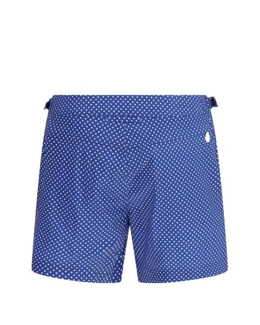 Tom Ford Blue Polka Dot Nylon Swimsuit With Side Straps for men