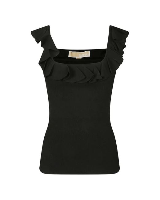MICHAEL Michael Kors Black Ruffled Tank Top