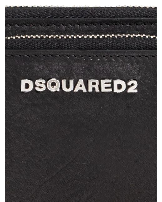 DSquared² Black Logo-Plaque Zip Wallet