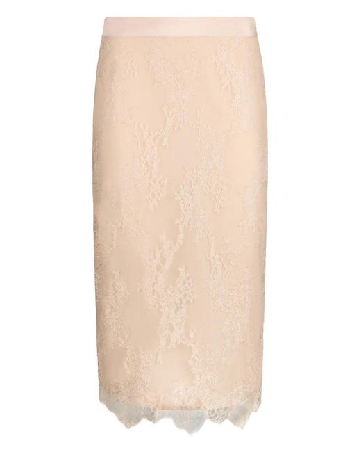 Liu Jo Natural Lace Scalloped-Hem Mid Skirt