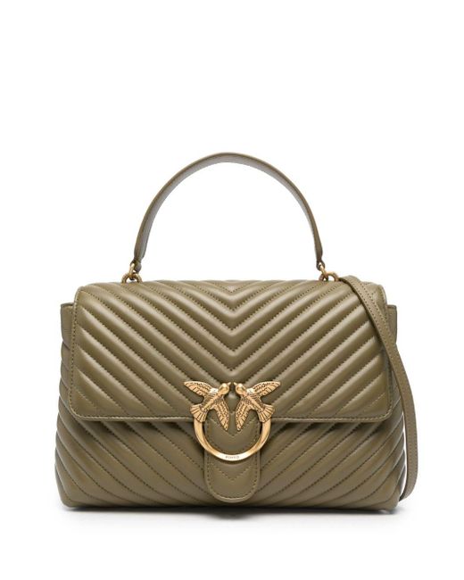 Pinko Metallic Love Quilted Tote Bag