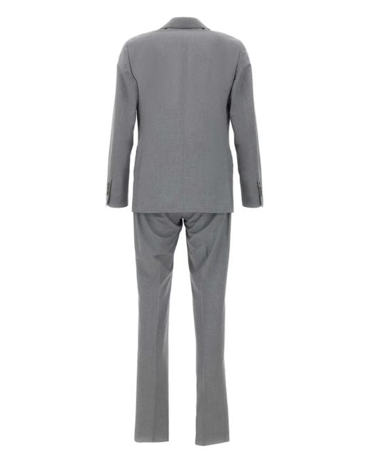 Lardini Gray Double-Breasted Peak Lapel Suit for men