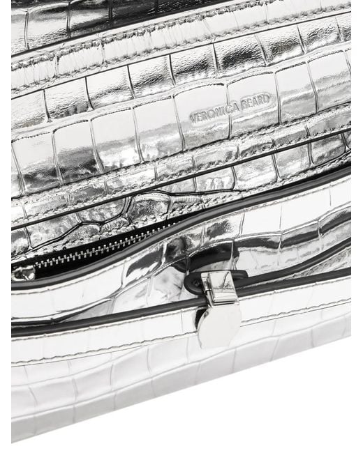 Veronica Beard Metallic Dash Leather Clutch Bag