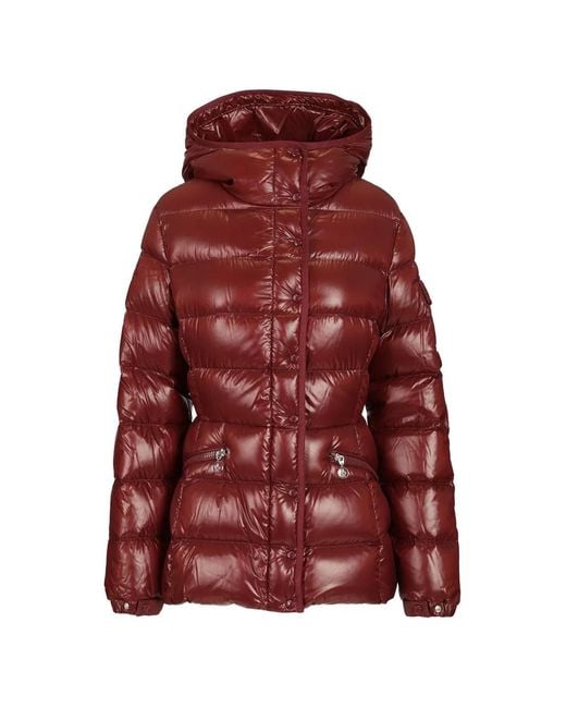 Moncler Red Logo-Patch Padded Jacket