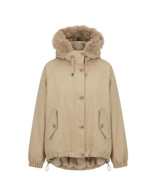 VALENTINI 1972 Natural Faux-Fur Trim Hooded Coat