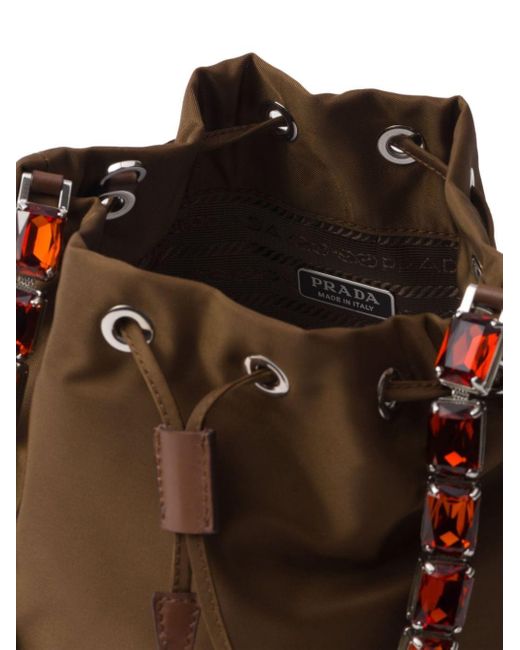Prada Brown Logo-appliqué Re-nylon Bucket Bag