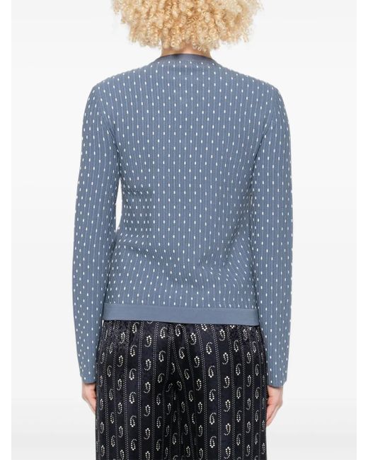 Emporio Armani Blue Dot-Pattern Ribbed Cardigan