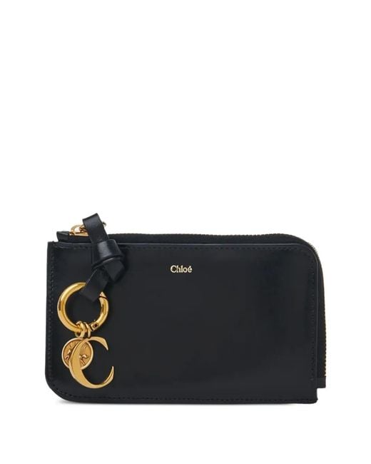 Chloé Black Alphabet Charm Zip Wallet