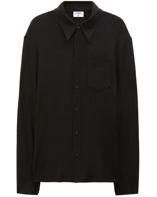 Filippa K Shiny Ribbed Shirt in Black for Men | Lyst