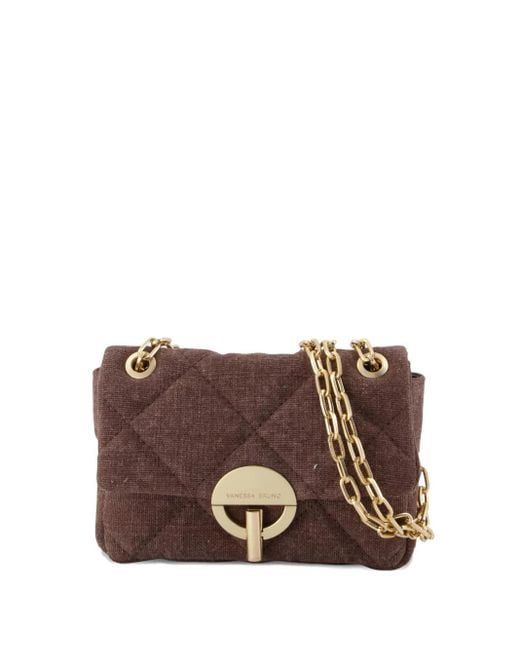 Vanessa Bruno Brown Small Moon Quilted Chain-Strap Shoulder Bag