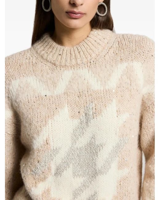 Peserico White Star-Pattern Sweater