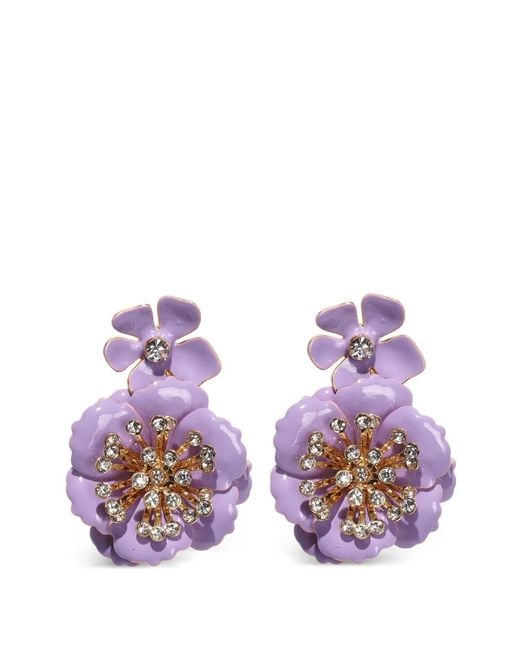 Carolina Herrera Purple Flower Dangle Earrings