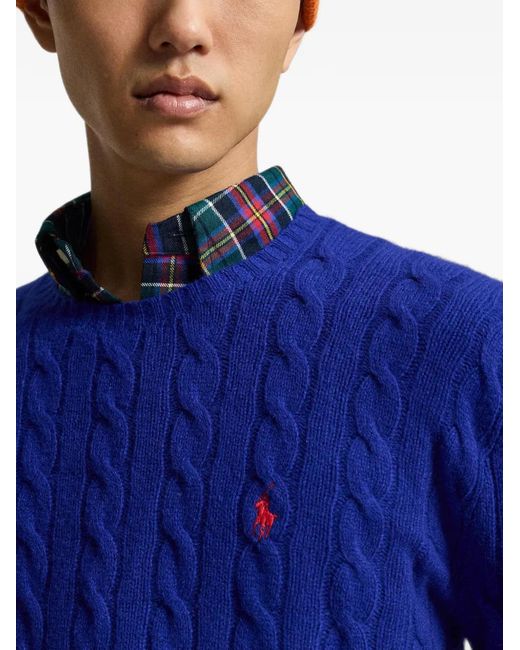 Polo Ralph Lauren Blue Cable-Knit Wool-Cashmere Jumper for men