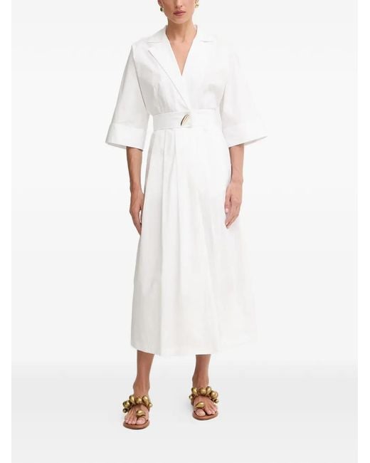 SIMONA CORSELLINI White Belted Wide-Sleeve Dress