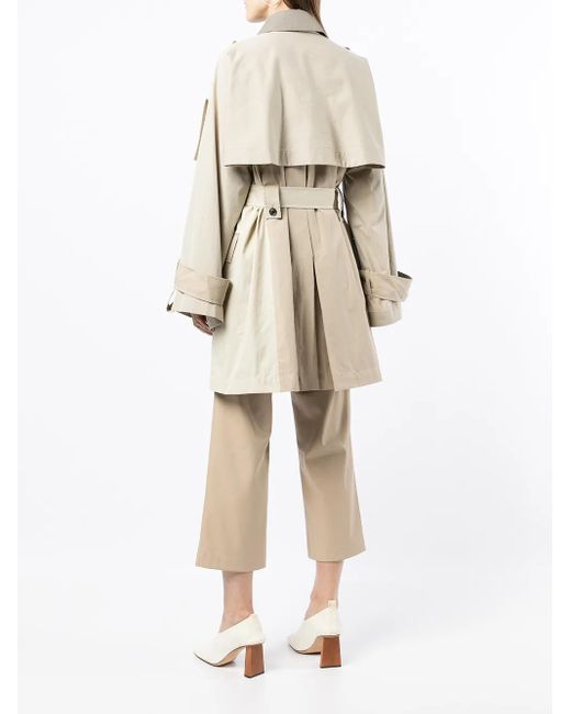 Goen.J Natural Colour-Block Oversized Trench Coat