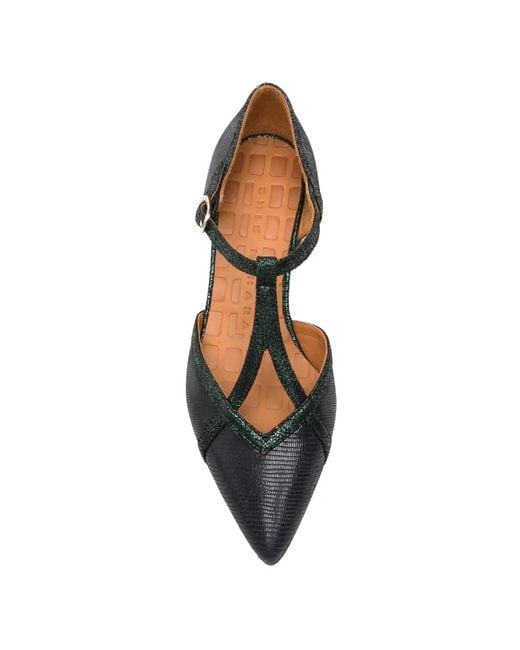 Chie Mihara Blue Hidrow Reptile-Effect T-Bar Heeled Pumps