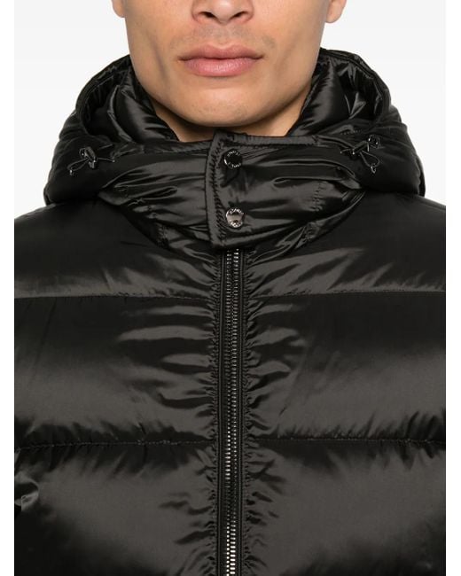 Moorer Black Hooded Quilted Jacket for men