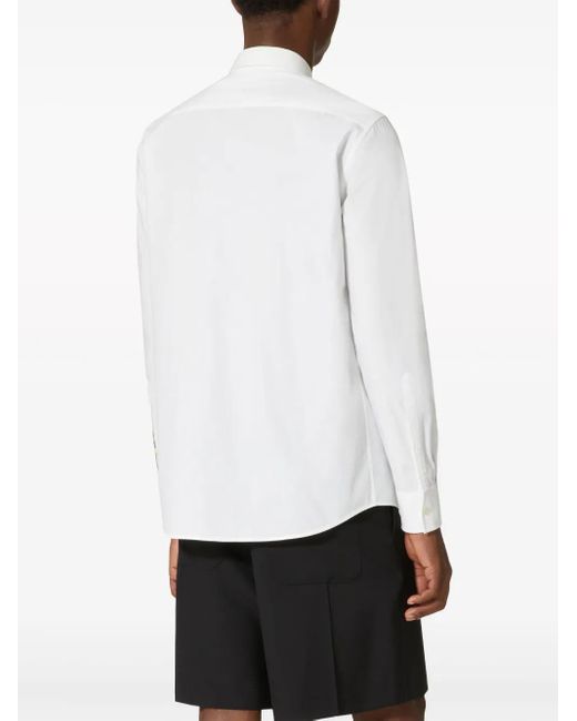 Valentino Garavani White Floral-Patch Poplin Shirt for men