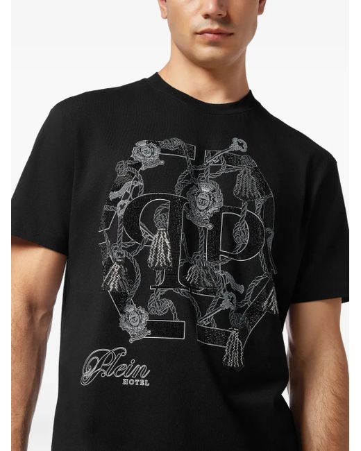T-Shirt À Logo Strassé Philipp Plein pour homme en coloris Black