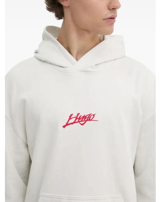 HUGO White Logo Hoodie for men