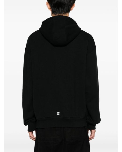 Givenchy Black Thunderbolt-Print Cotton Hoodie for men