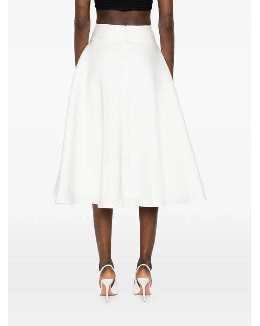 David Koma White A-Line Midi Skirt
