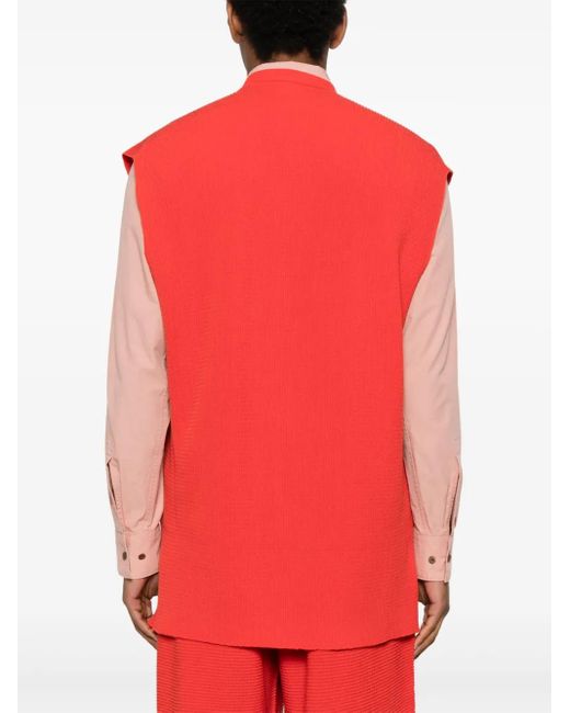 Homme Plissé Issey Miyake Red Cotton Vest for men