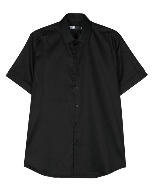 Karl Lagerfeld Kurzärmeliges Hemd aus Popeline in Black für Herren