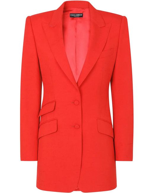 Dolce & Gabbana Red Single-Breasted Silk-Blend Blazer