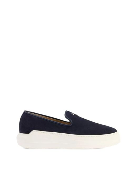 Giuseppe Zanotti Blue Mocassins Conley Signature En Velours for men