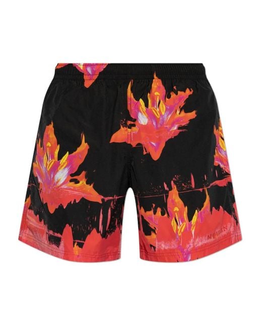 McQueen Red Swimwear Mare Mini For for men