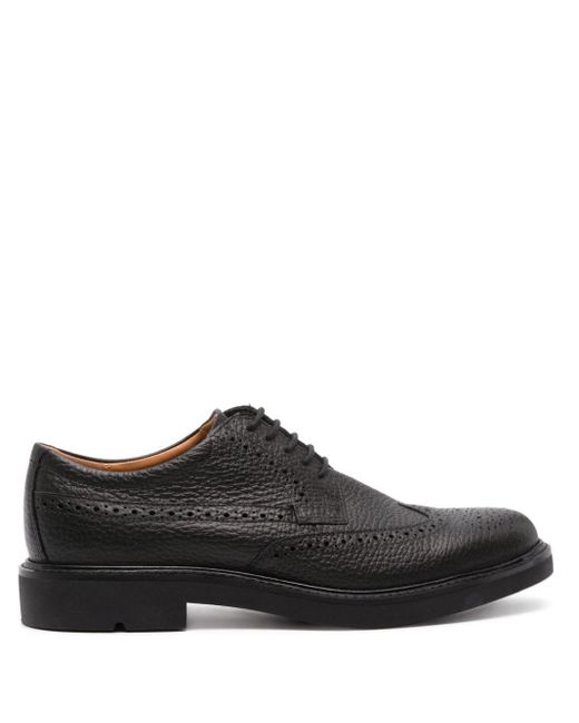 Ecco Black Metropole London Perforated Leather Brogues for men