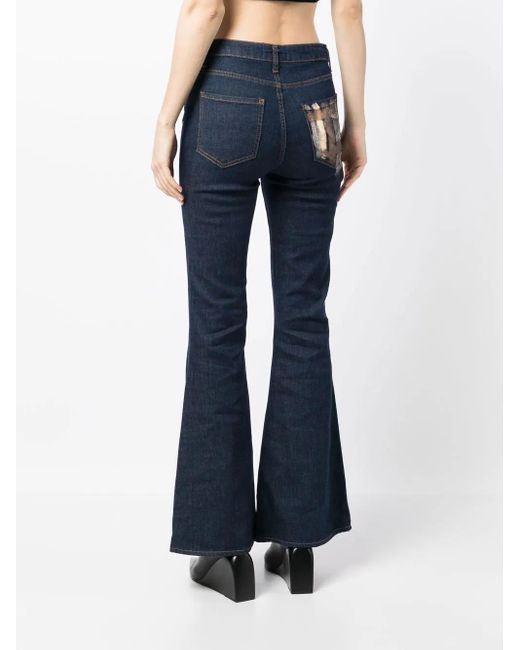 Madison Maison Blue Metallic-Print Flared Jeans