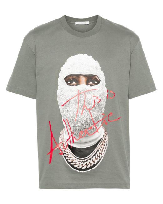 Mask-print cotton T-shirt Ih Nom Uh Nit de hombre de color Gray