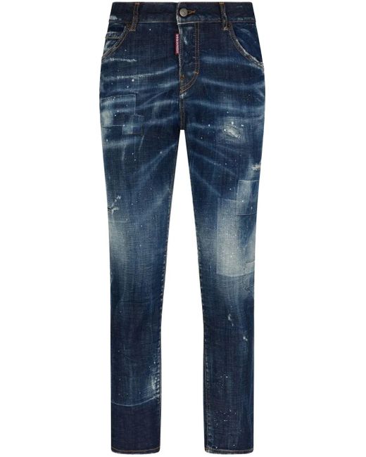 DSquared² Blue Tapered-Jeans Mit Logo-Patch