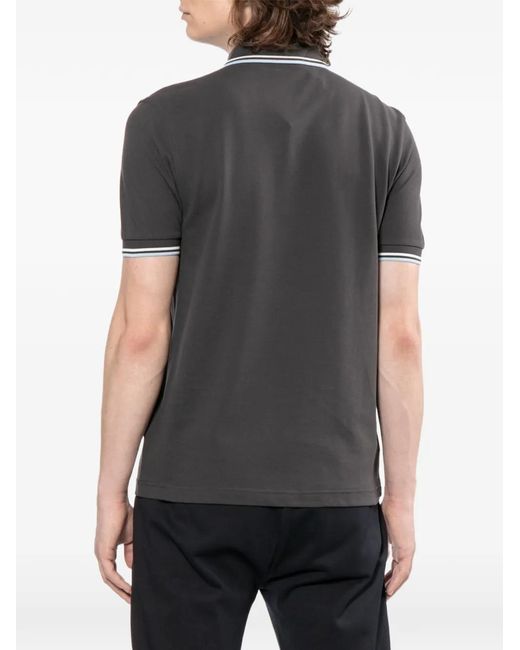 Fred Perry Black Embroidered Short-Sleeve Polo Shirt for men