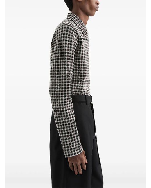 Jil Sander Gray Check-Pattern Zip-Front Shirt for men