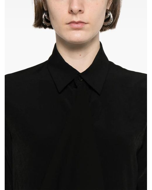 Yohji Yamamoto Black Drape-Panel Shirt