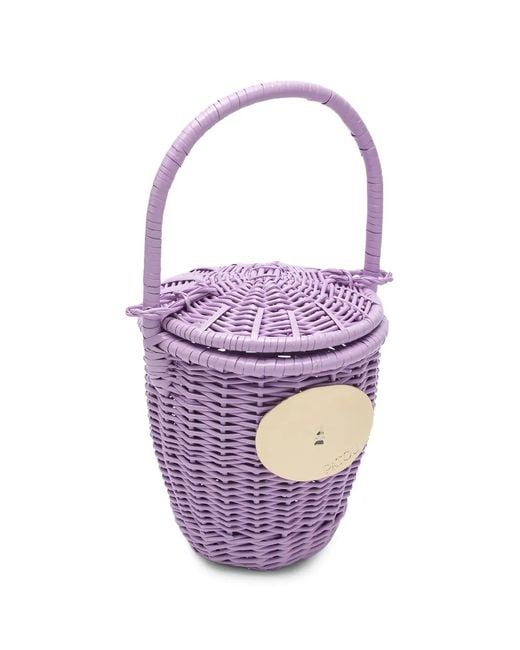 Patou Purple Wicker Bucket Bag
