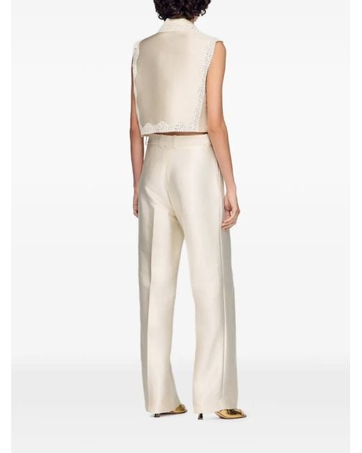 Sandro White Satin Trousers