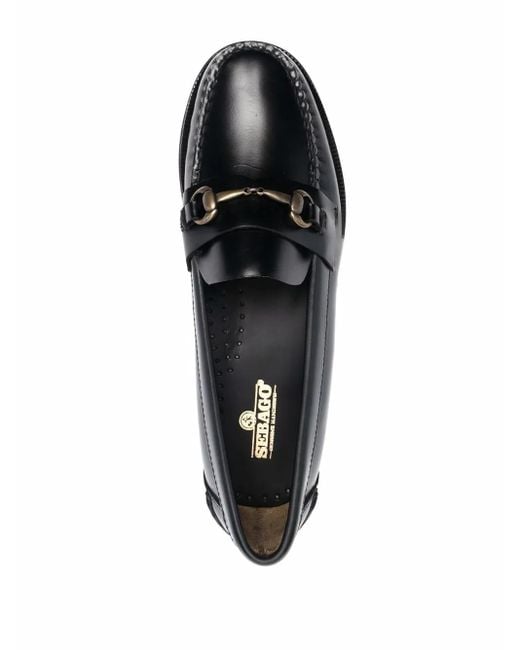 Sebago Black Horsebit-Detail Leather Loafers