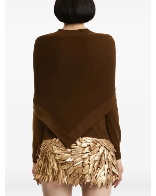 Oscar de la Renta Brown Scarf-Detail Sweater