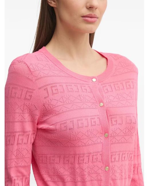 GAUDI Red Ruffled Patterned Cardigan