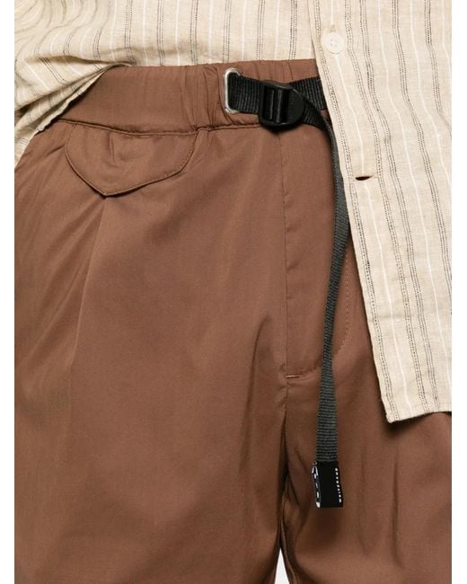 White Sand Brown Belted Turn-Up Shorts for men